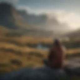 A solitary figure gazing out over a tranquil landscape, symbolizing introspection and the experience of loneliness.