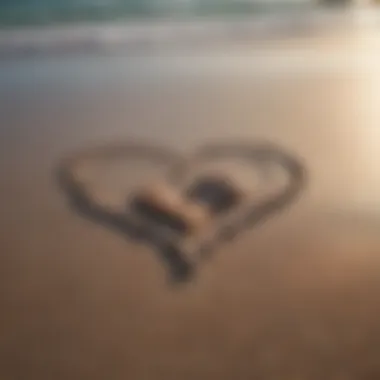 A heart-shaped stone on a beach, representing finding love