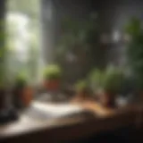 A serene workspace with plants promoting relaxation