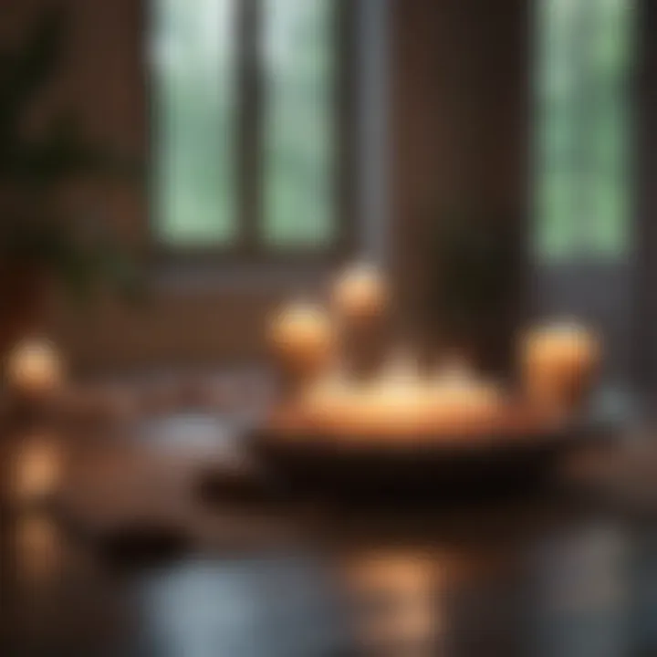 A meditation space with candles and calming elements, promoting mindfulness.