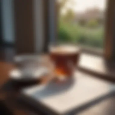 The Power of Reflection A journal open with reflective writing and a cup of tea