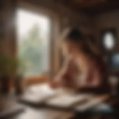 A person journaling in a cozy environment, symbolizing self-exploration
