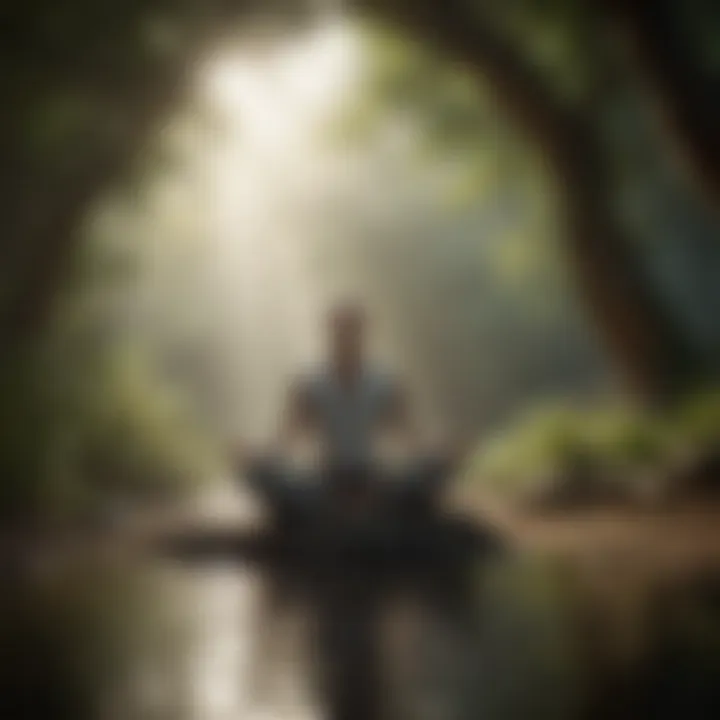 An individual meditating in a peaceful setting to signify mindfulness