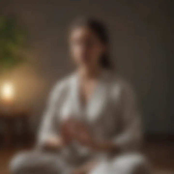 A person meditating in a calm environment