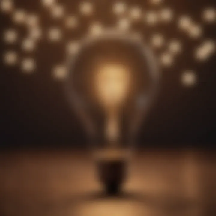 A light bulb glowing brightly, representing ideas and inspiration