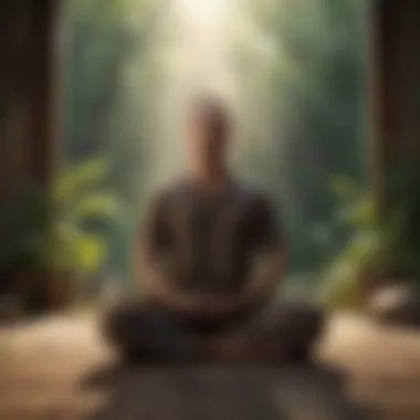 An individual meditating in a tranquil setting to regain focus