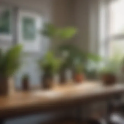 A serene workspace with plants promoting mental well-being