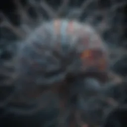 An abstract representation of a brain showcasing neural connections and pathways.