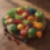 A vibrant assortment of fruits and vegetables on a wooden table