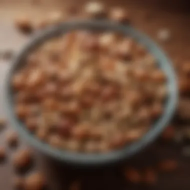 A close-up of nuts and seeds in a decorative bowl