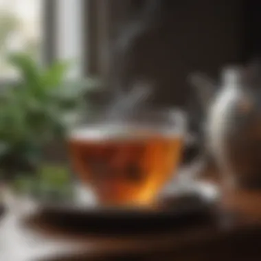 Calming herbal tea steaming in a cozy setting