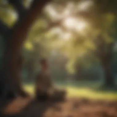 A person meditating under a tree