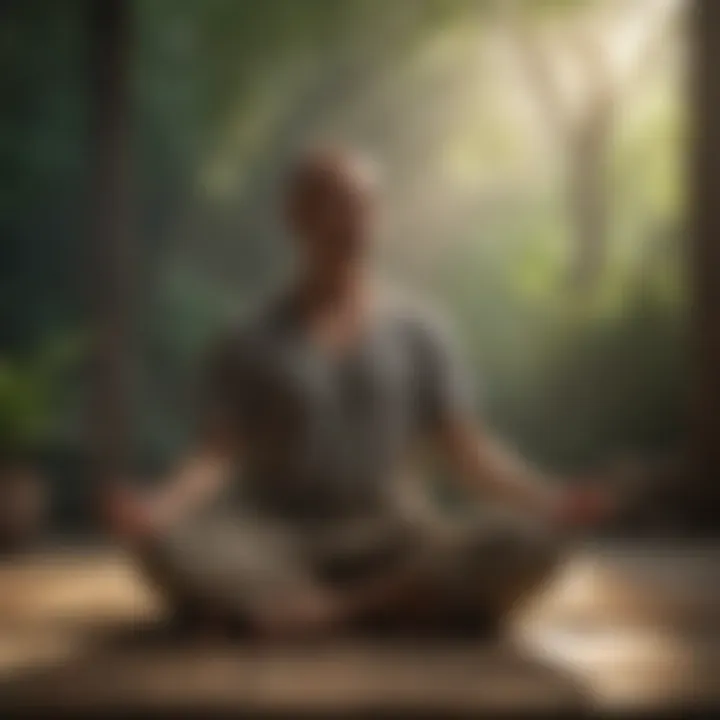 A person practicing meditation in a peaceful setting