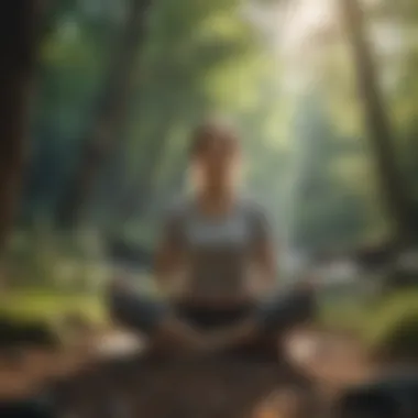 Individual engaging in self-guided meditation outdoors