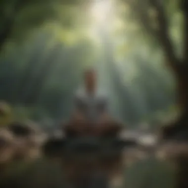 A calm individual meditating in a tranquil environment