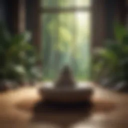 Peaceful meditation space with natural elements