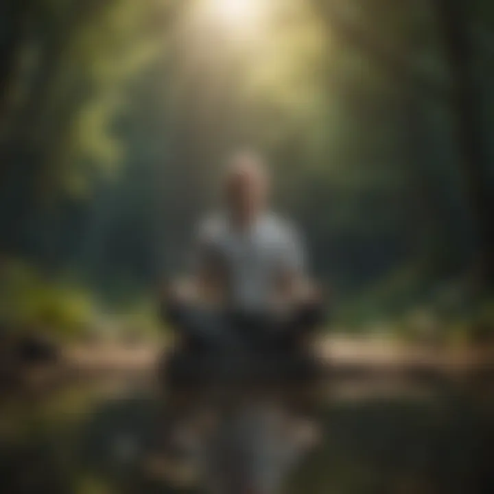 A person meditating in a tranquil environment