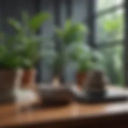 A serene workspace with plants promoting relaxation
