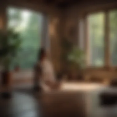 A peaceful meditation space with soft lighting