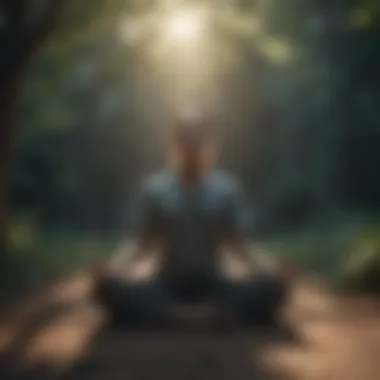 A person meditating in a tranquil environment