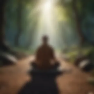 A person meditating in a tranquil environment