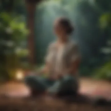 A person meditating in a peaceful environment