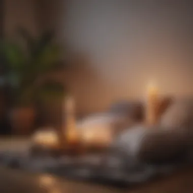 Cozy corner with cushions and candles for meditation