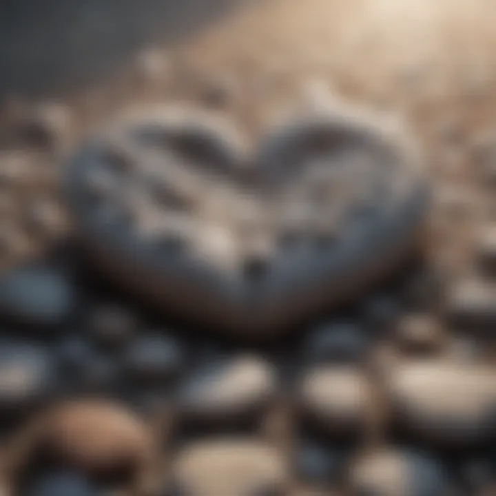 Meditative scene with a heart-shaped arrangement of stones