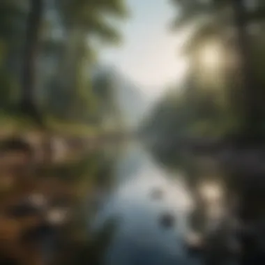 Tranquil Landscape for Deep Breathing A serene landscape promoting tranquility