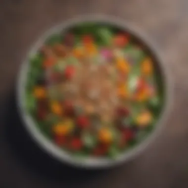 Nourishing the Mind: A Colorful Salad A close-up of a colorful salad with nuts and seeds