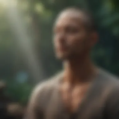 A close-up of a person meditating in a peaceful setting.