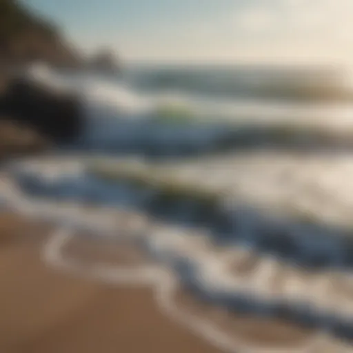 A serene landscape with gentle waves lapping at the shore