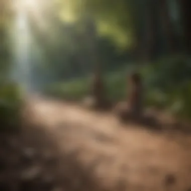 A close-up of a peaceful meditation scene