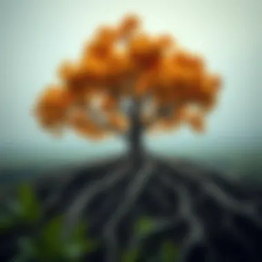 Roots of New Habits A vibrant tree illustrating the strength of new habits