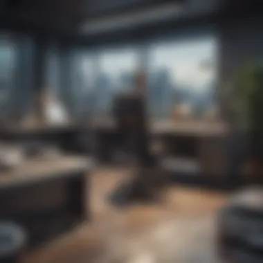 Corporate Stress Landscape Corporate stress landscape with busy office environment