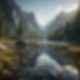 Serene landscape with a tranquil lake and mountains