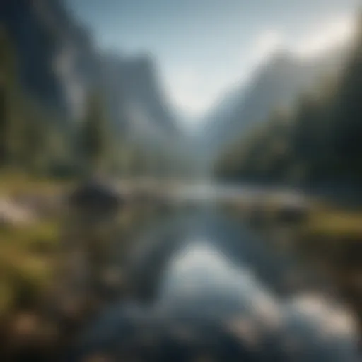 Serene landscape with a tranquil lake and mountains