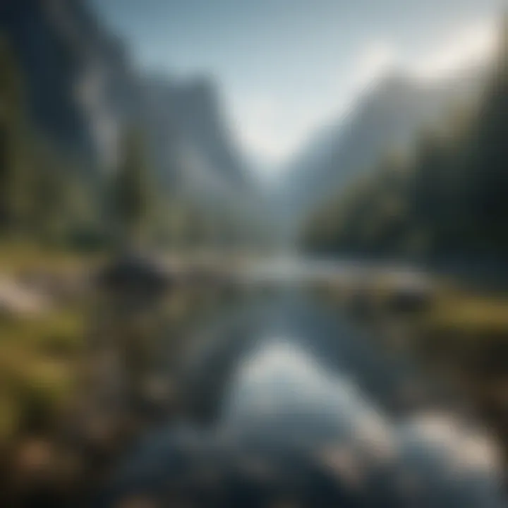 Serene landscape with a tranquil lake and mountains