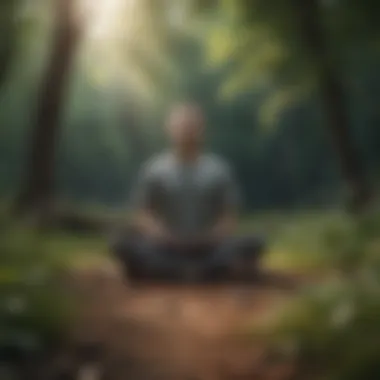 A person meditating surrounded by nature