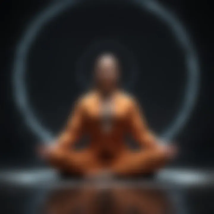 Meditative figure with flowing energy around them