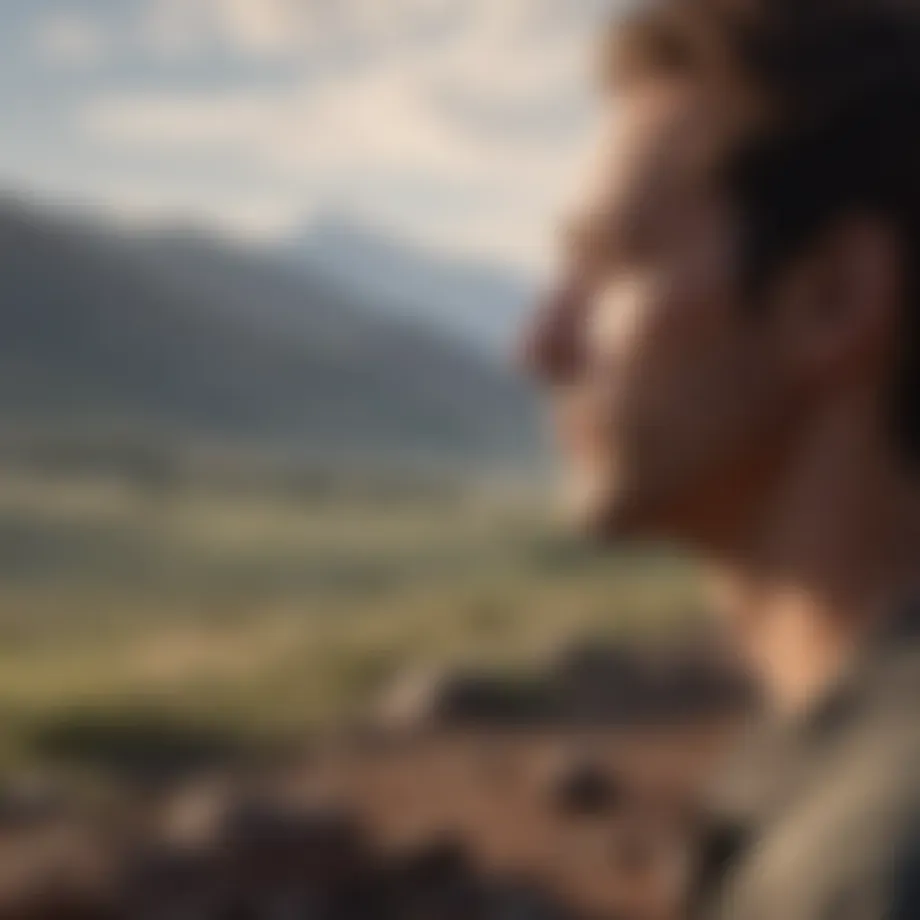 A contemplative figure gazing into the distance, representing introspection