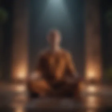 A person meditating in a peaceful environment