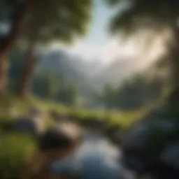Tranquil landscape promoting meditation