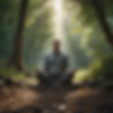 A person meditating in nature, representing mindfulness and peace