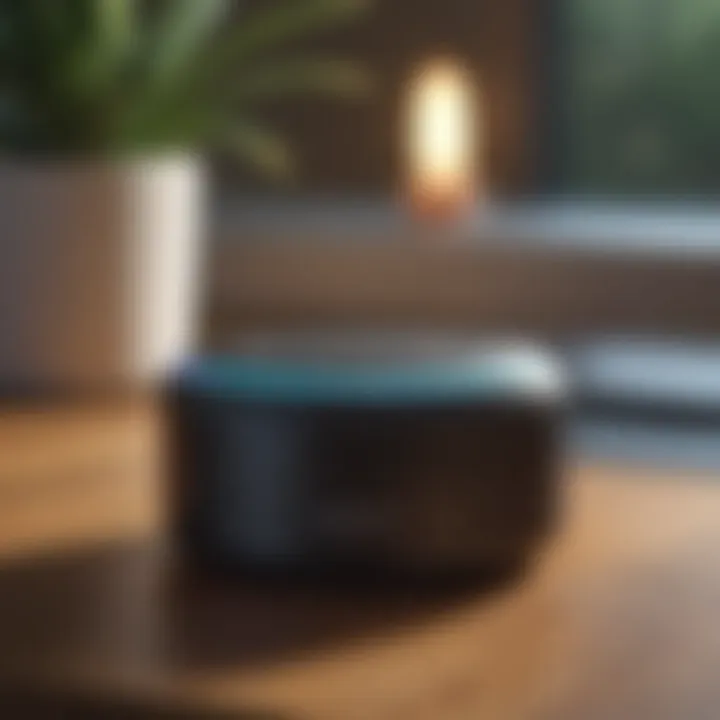 Close-up of Alexa device in a serene setting