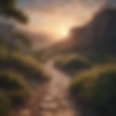 Winding Path Towards a Brighter Future A winding path leading towards a bright horizon